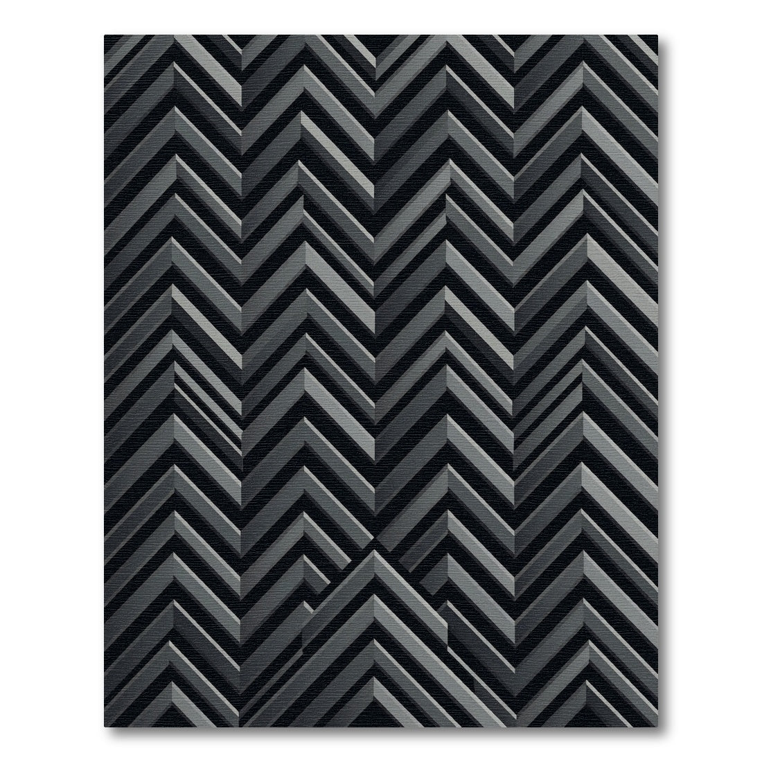 Monochrome Geometric Chevron Illusion Rug