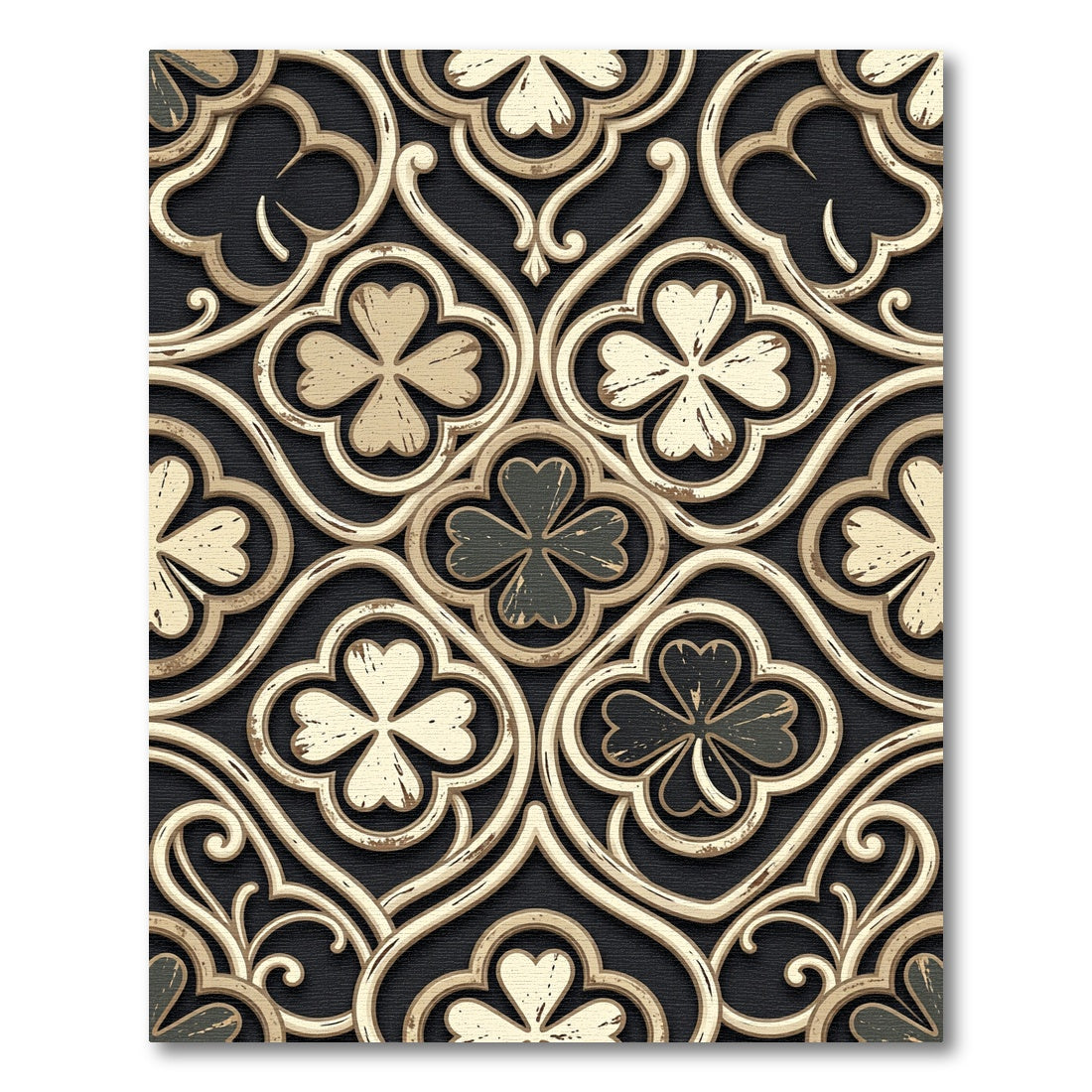 Antique Gold Clover Lattice Rug