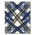 Sophisticated Navy and Cream Diagonal Plaid Rug