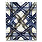 Sophisticated Navy and Cream Diagonal Plaid Rug