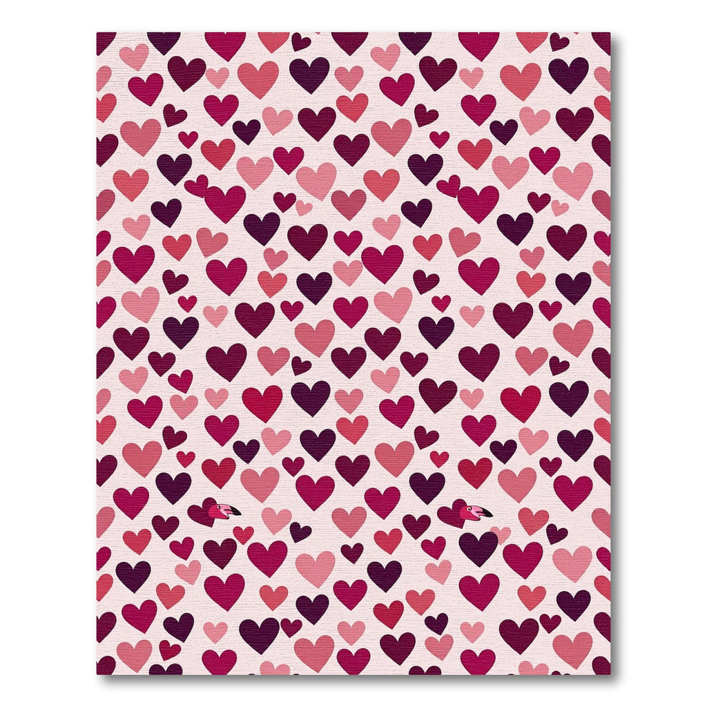 Crimson Pink Hearts Flock Composition Rug