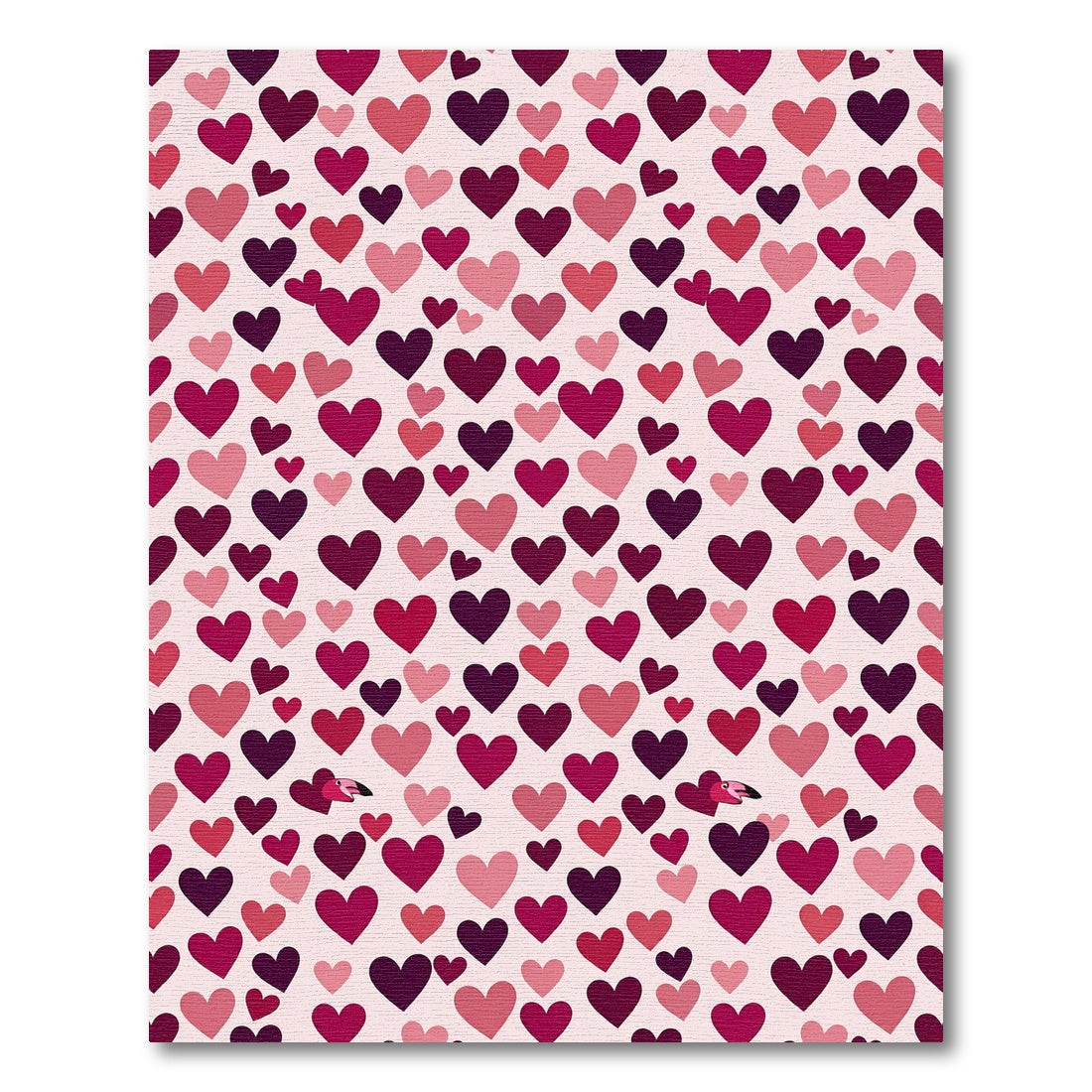 Crimson Pink Hearts Flock Composition Rug