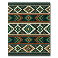 Earthy Teal Orange Geometric Tribal Diamond Rug