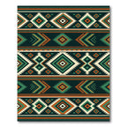 Earthy Teal Orange Geometric Tribal Diamond Rug