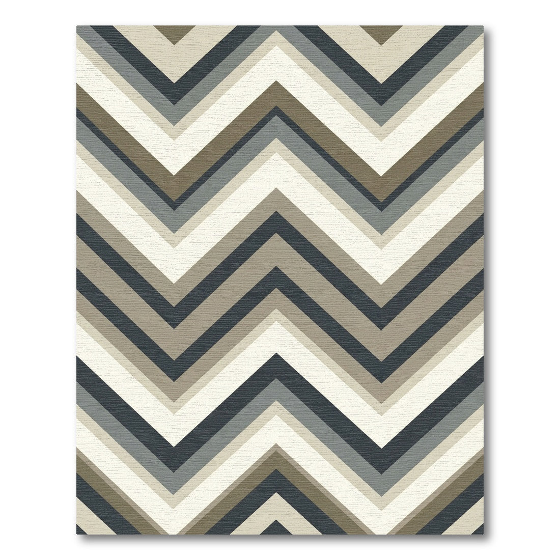 Earthy Grey Tones Zigzag Lines Rug