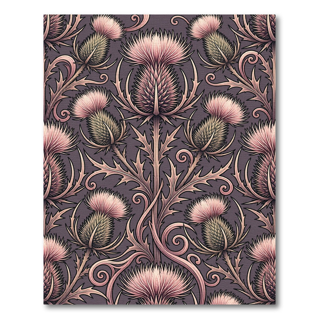 Dusty Rose Thistle Floral Swirl Rug