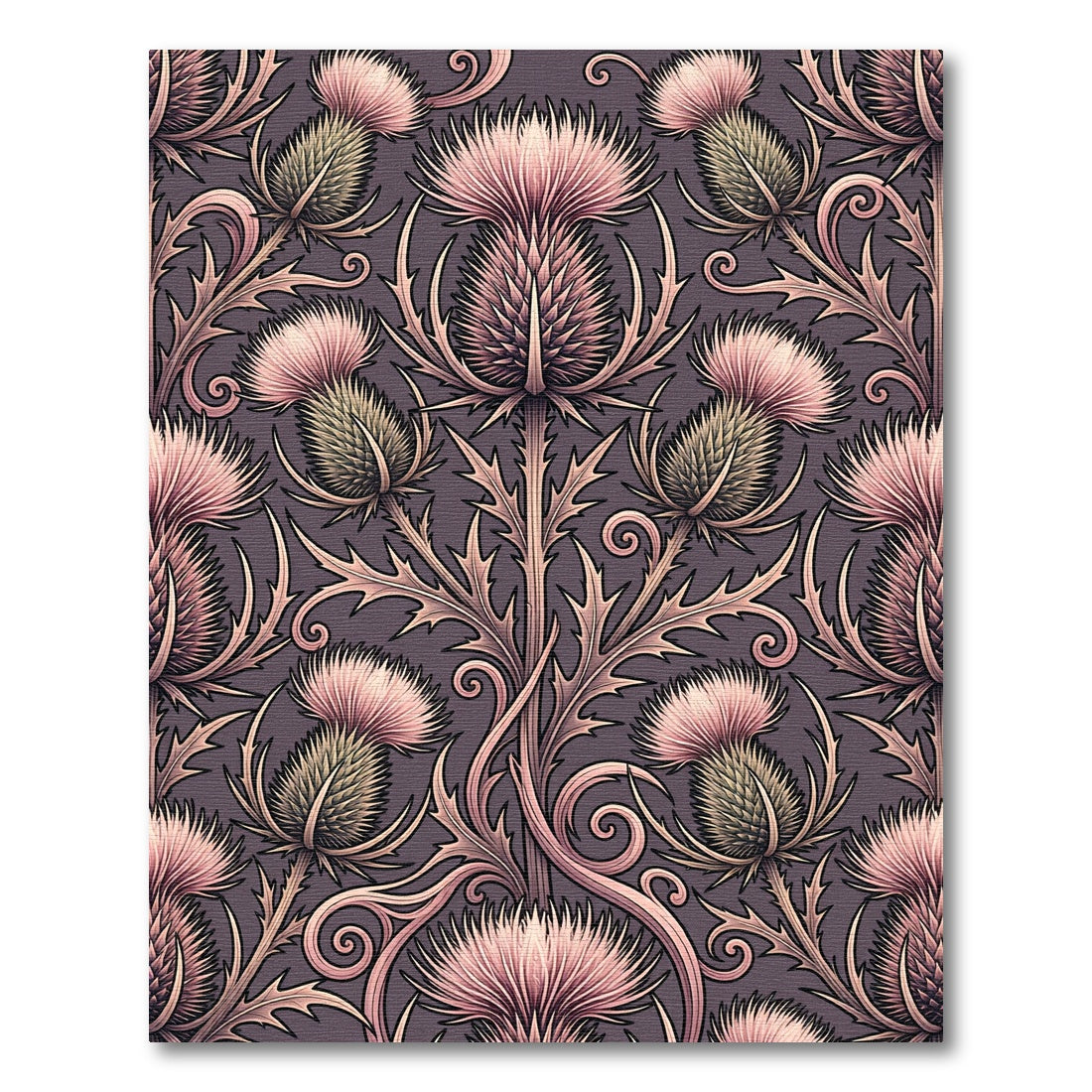 Dusty Rose Thistle Floral Swirl Rug