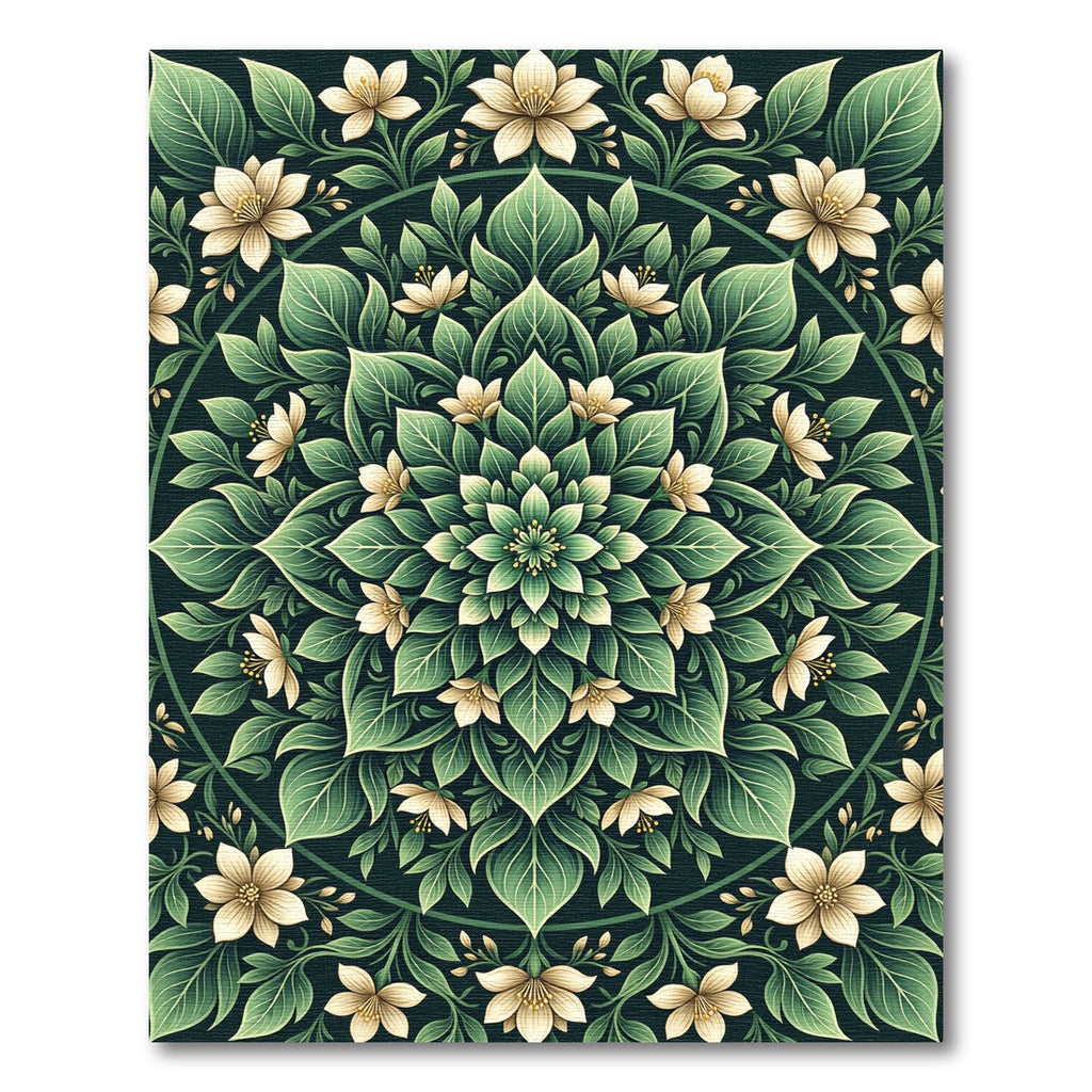 Ethereal Sage Floral Mandala Medallion Rug