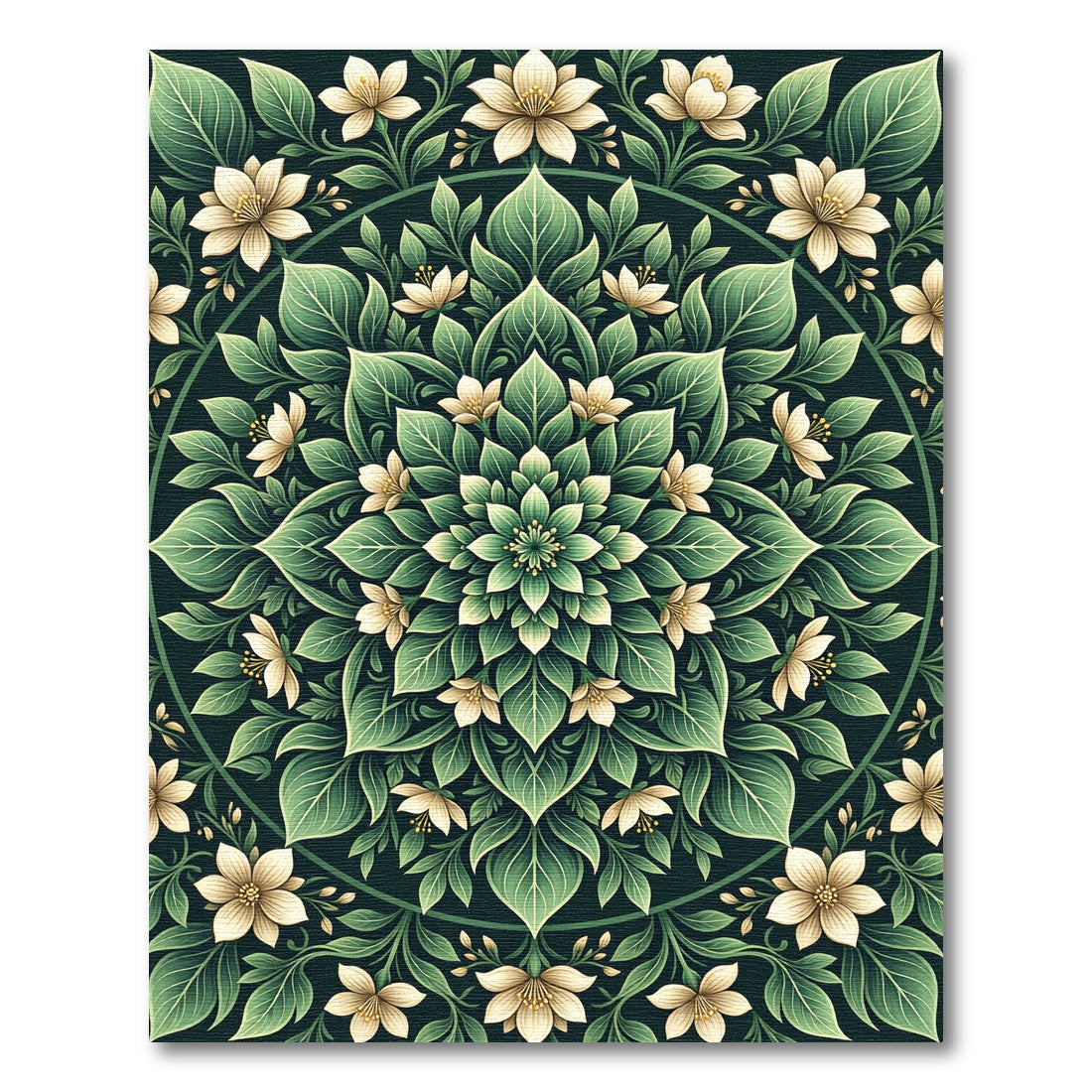 Ethereal Sage Floral Mandala Medallion Rug