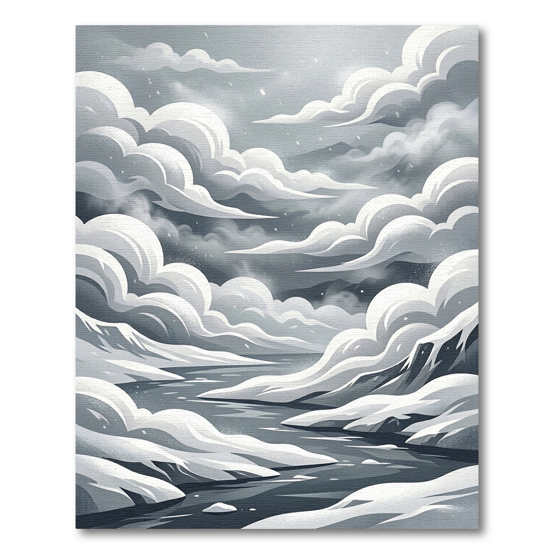 Monochrome Ethereal Mountain Peak Sky Rug