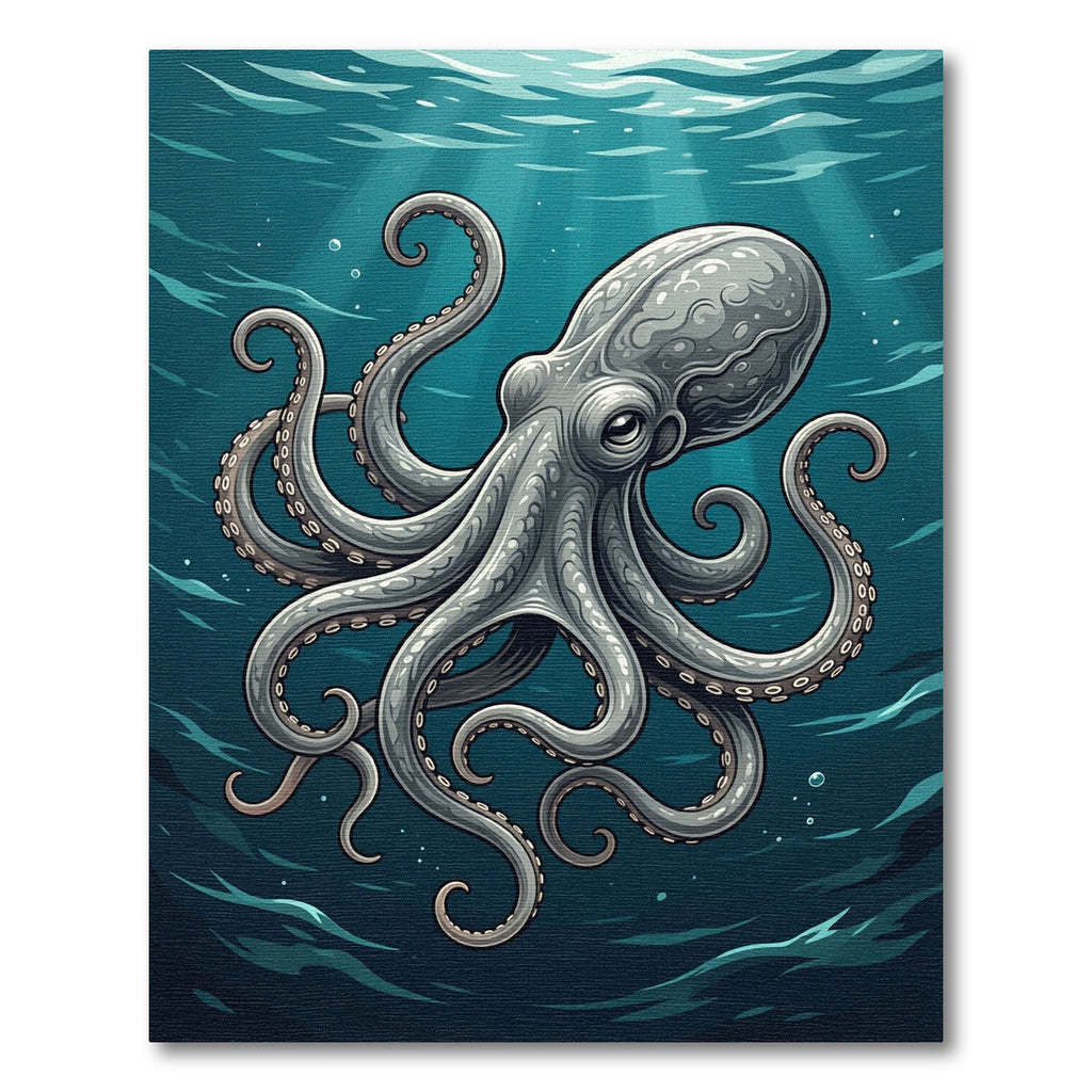 Deep Blue Octopus Marine Animal Art Rug