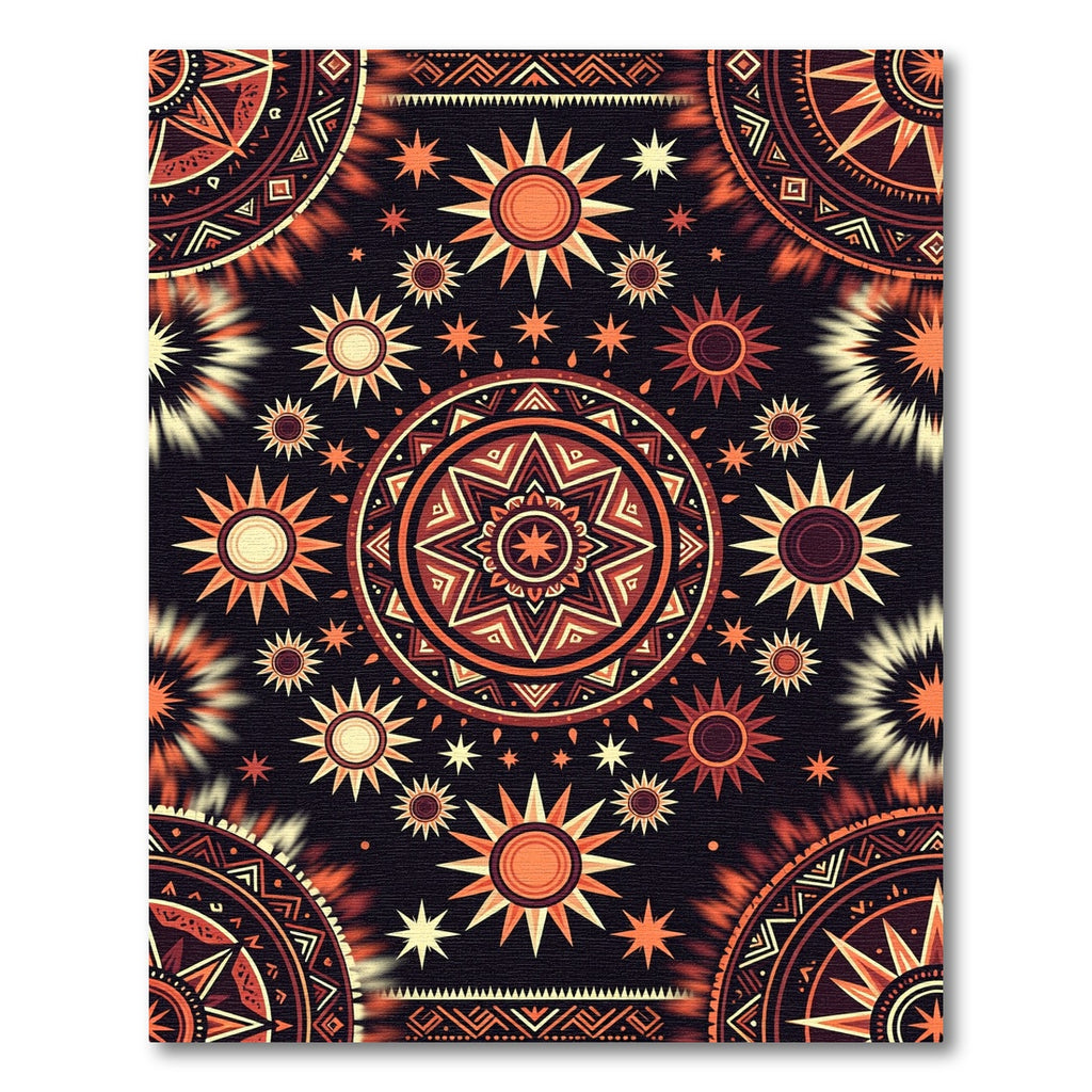 Earthy Celestial Sun Burst Mandala Rug