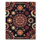 Earthy Celestial Sun Burst Mandala Rug