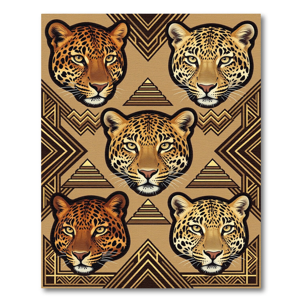 Geometric Leopard Head Aztec Gold Accent Rug