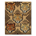 Geometric Leopard Head Aztec Gold Accent Rug