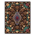 Elegant Ornate Floral Medallion Gold Accents Rug