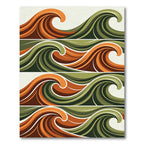 Earthy Swirling Amber and Sage Waves Rug