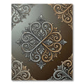 Elegant Silver and Gold Scroll Medallion Rug