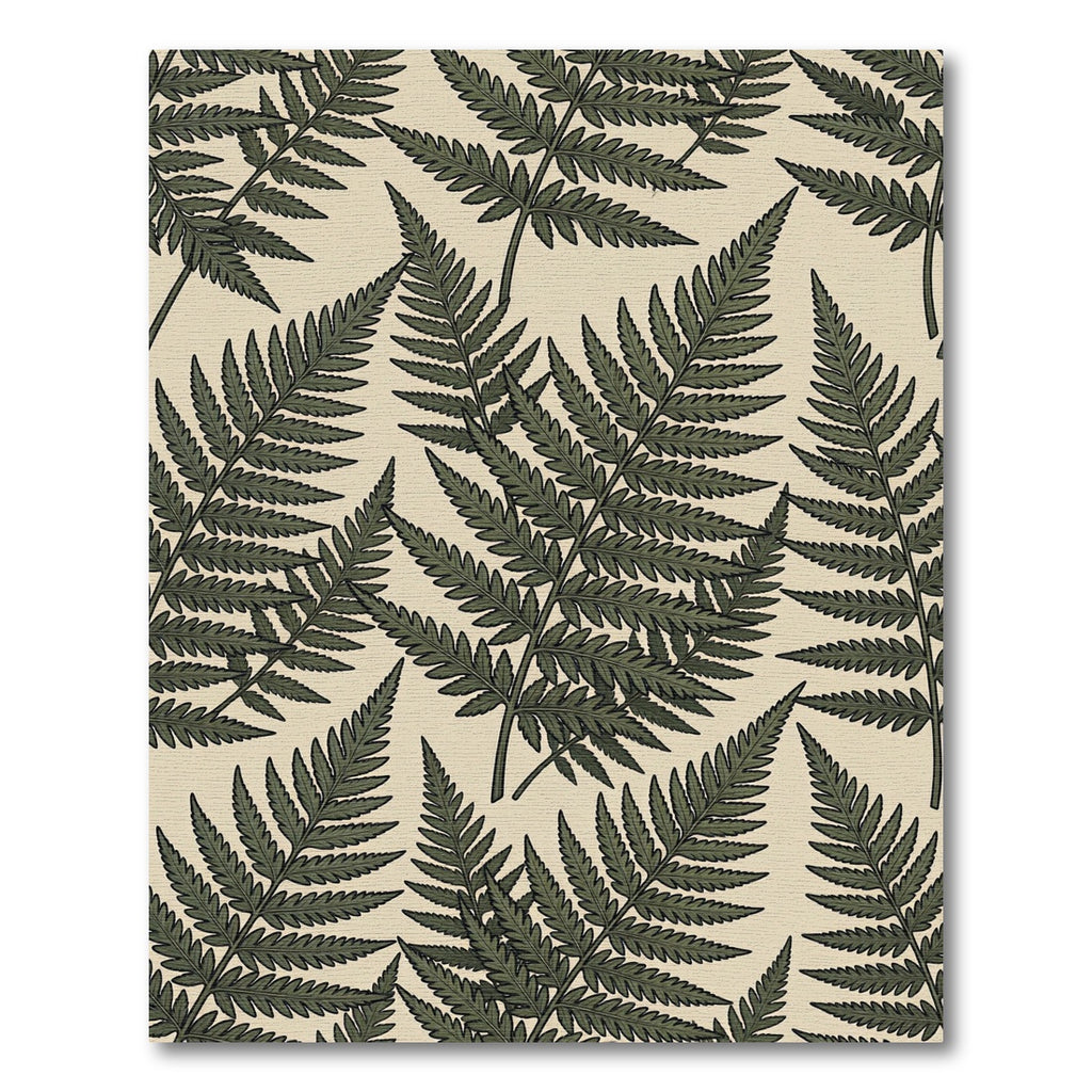 Dark Green Fern Botanical Pattern Rug