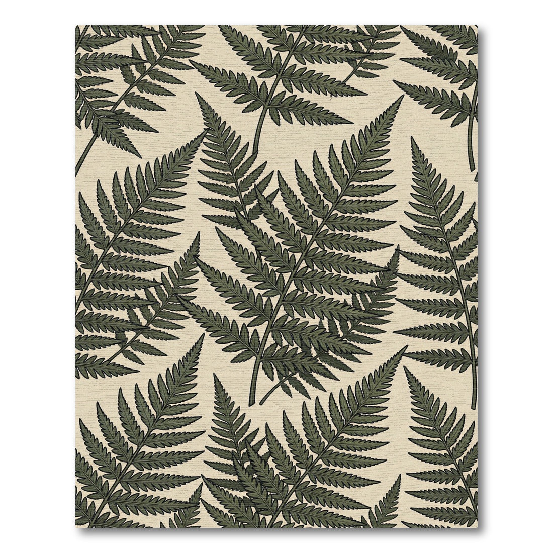 Dark Green Fern Botanical Pattern Rug