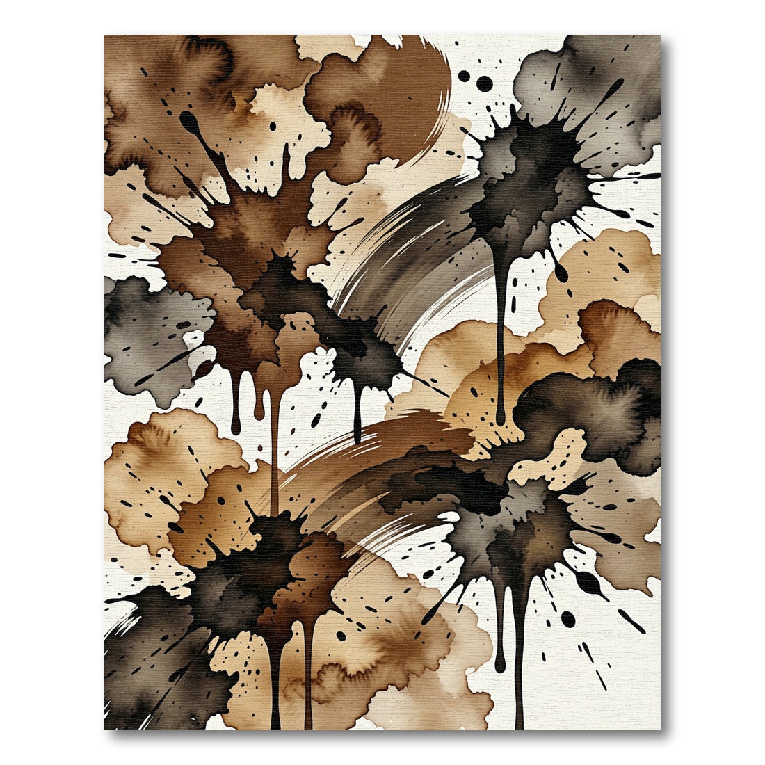 Abstract Espresso Ink Splash Art Rug