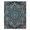 Teal and Orange Floral Mandala Rug