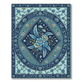 Deep Blue Floral Crest Medallion Rug