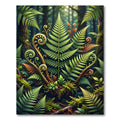 Lush Green Forest Fern Swirls Rug