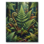Lush Green Forest Fern Swirls Rug