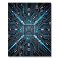Circuit Board Neon Blue Glow Rug