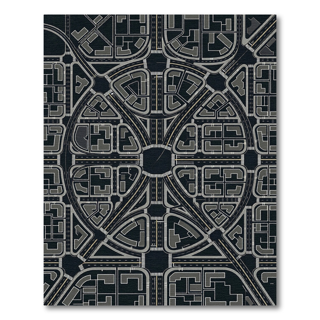 Modern City Layout Geometric Abstract Rug