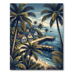Tropical Palm Harbor Coastal Seascape Rug