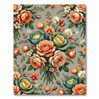 Peach Roses Cabbage Floral Arrangement Rug