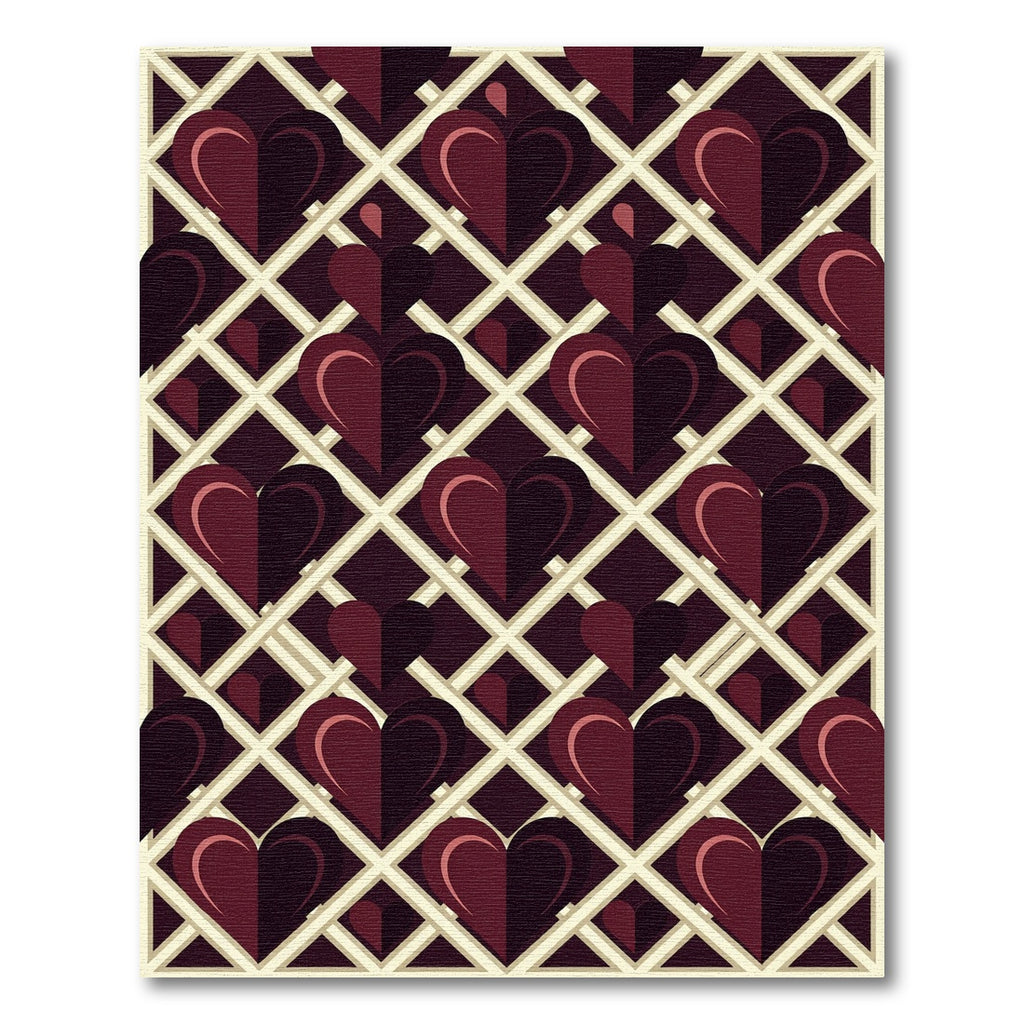 Deep Burgundy Heart Lattice Rug