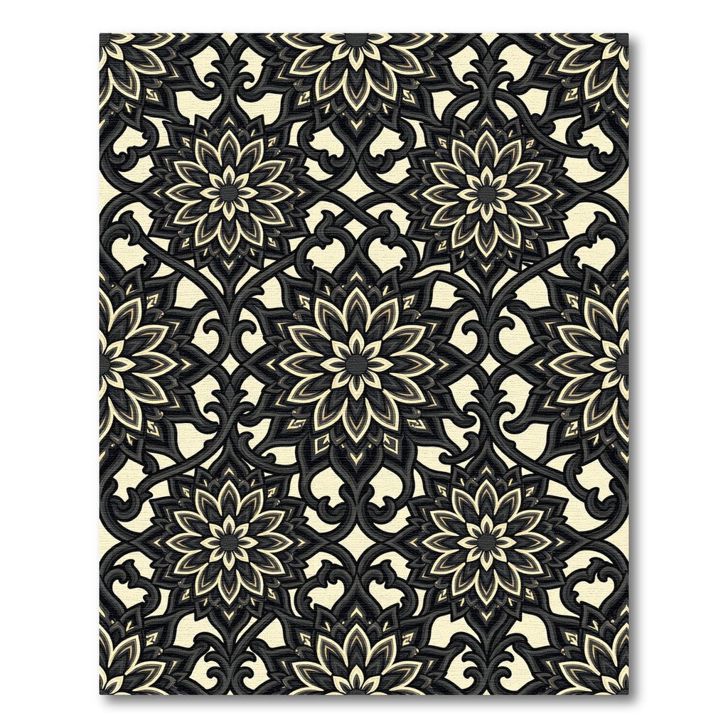 Dark Floral Filigree Medallion Rug