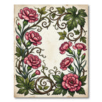 Pink Floral Scroll Border Rug