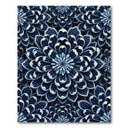 Deep Blue Floral Petal Arrangement Rug