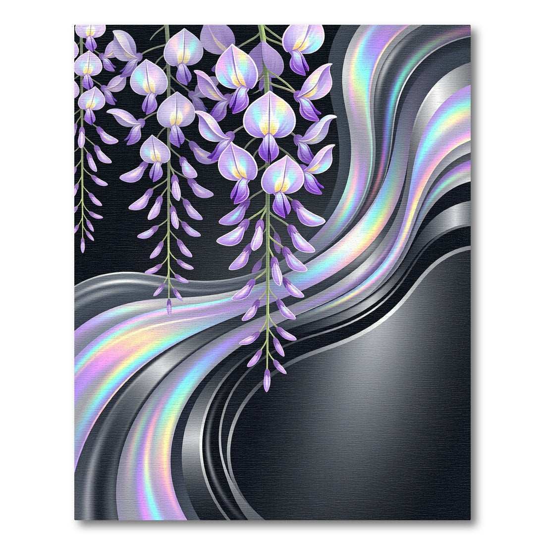 Iridescent Wisteria Floral Liquid Wave Rug