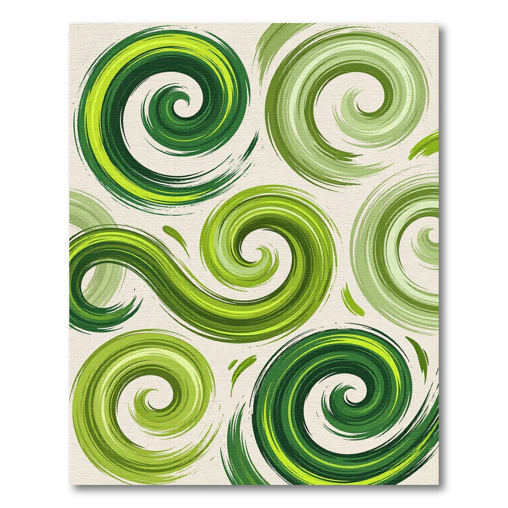 Vibrant Modern Green Swirling Abstract Art Rug