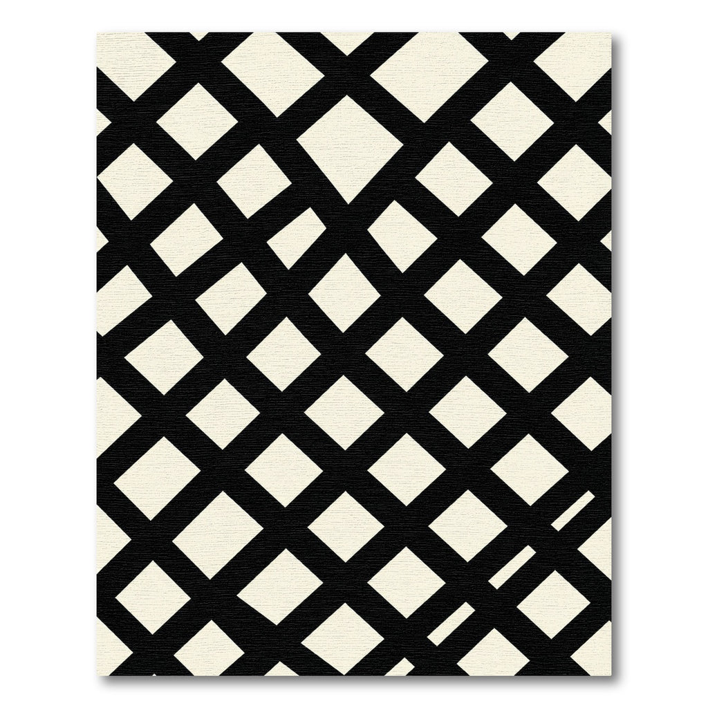 Black Cream Woven Diamond Arrangement Rug