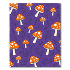Orange Mushroom Foliage On Purple Rug