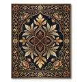 Ornate Gold Floral Symmetry Noir Rug