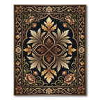 Ornate Gold Floral Symmetry Noir Rug