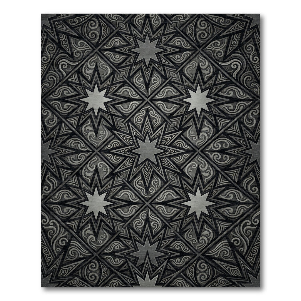 Monochrome Geometric Starburst Tile Rug