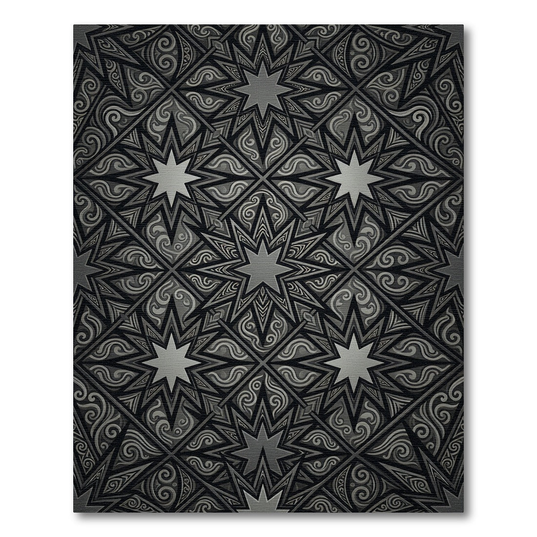 Monochrome Geometric Starburst Tile Rug