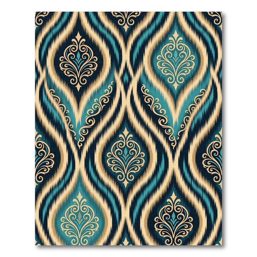 Ornate Teal Golden Floral clat Rug