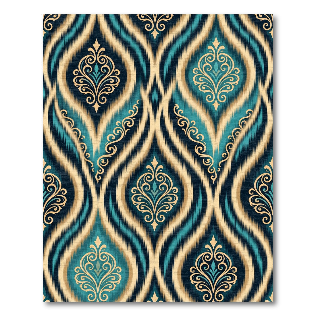 Ornate Teal Golden Floral clat Rug