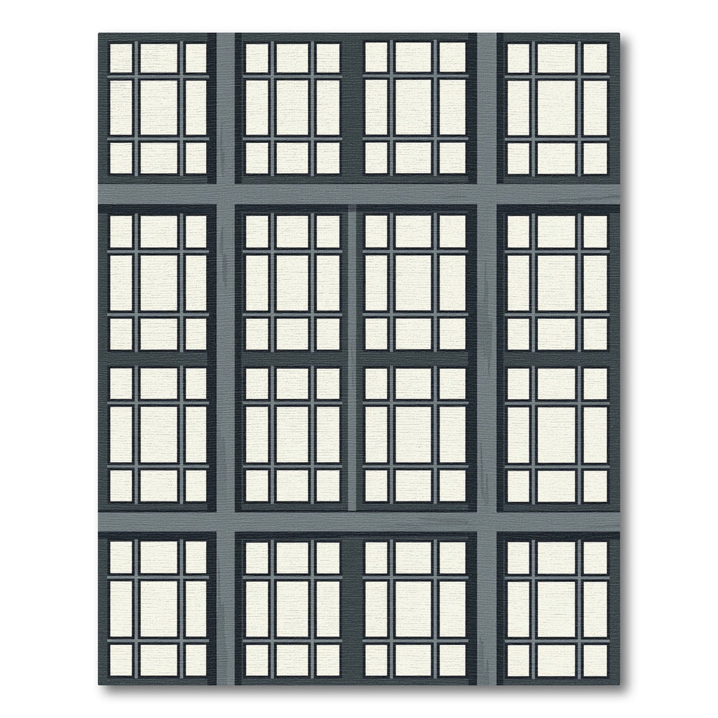 Dark Gray Architectural Window Grid Rug