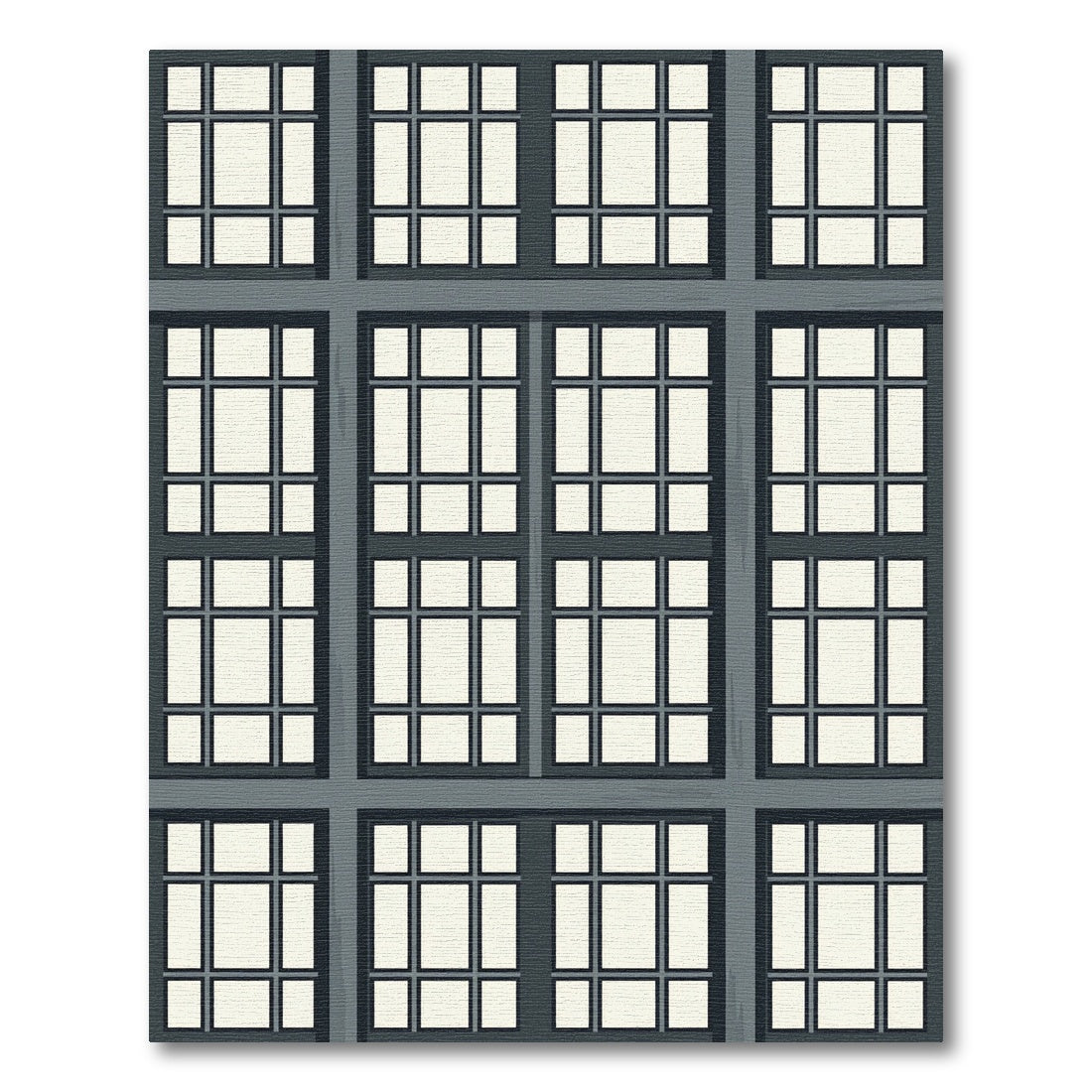 Dark Gray Architectural Window Grid Rug