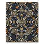 Aztec Geometric Gold Slate Square Rug